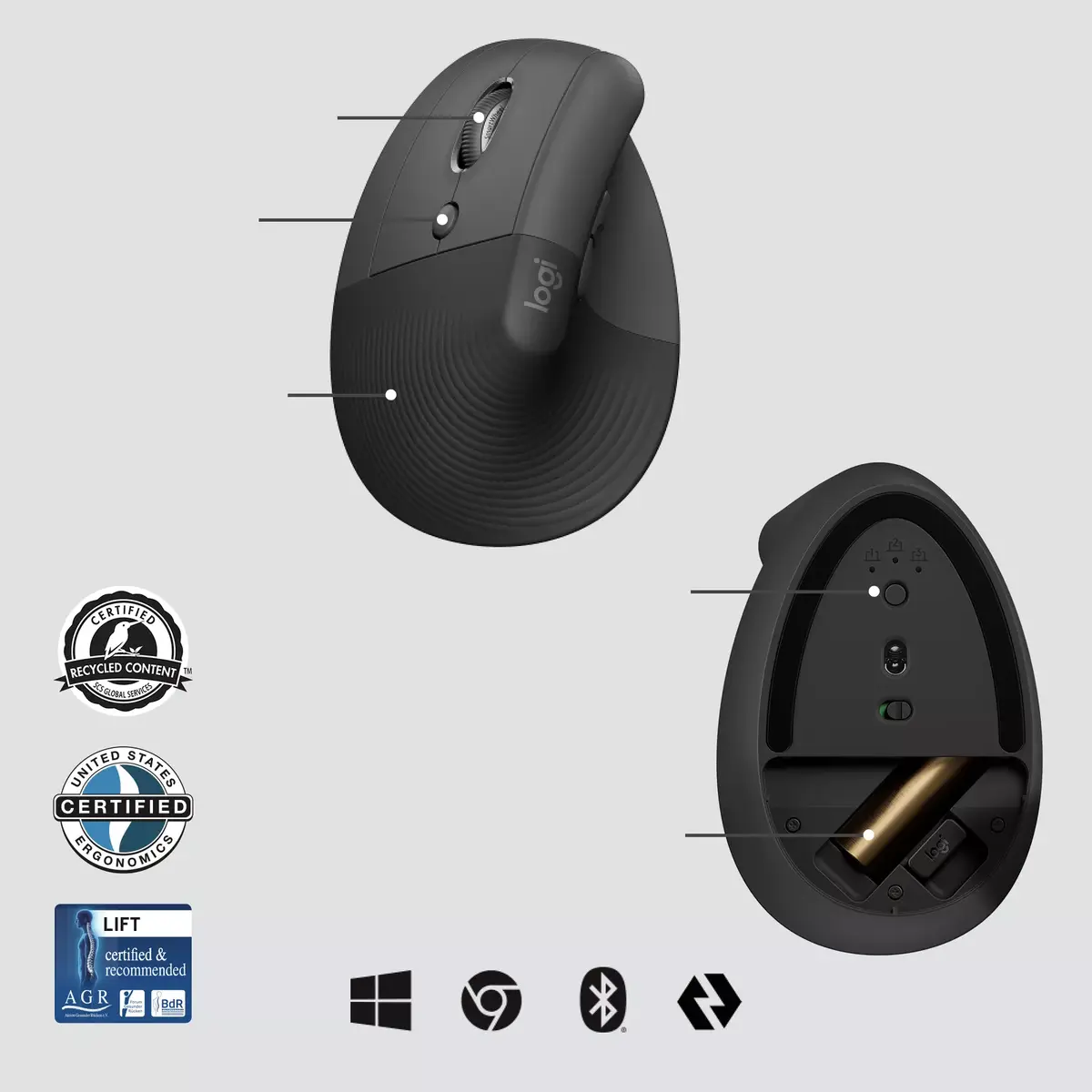 Pele Logitech Wireless Mouse Lift left Photo 5