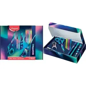 Pencil Gift Set Maped Schul-Geschenkbox NIGHTFALL 11-piece metallic gradient finish