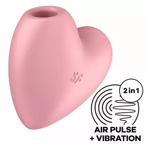Air Pulse vibrator Satisfyer Cutie Heart silicone, pink, air-pulse stimulator with vibrator, weight 0.255 kg
