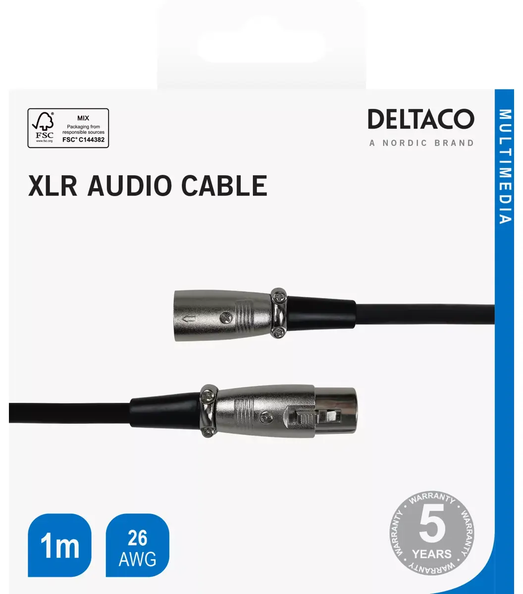 XLR kabelis DELTACO XLR-1010-K 1 m Photo 3