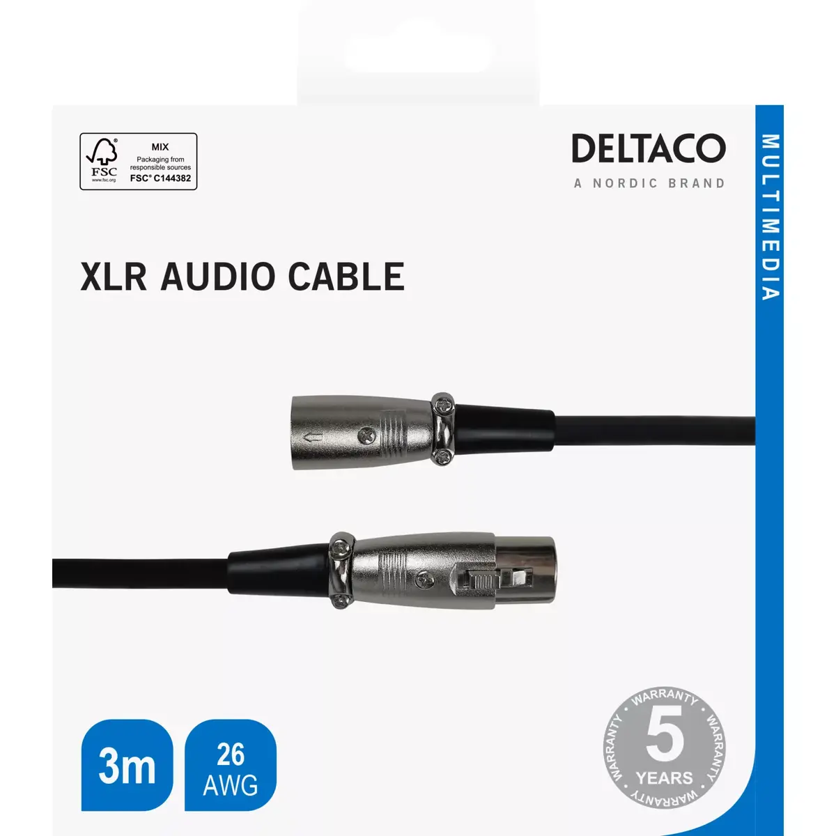 DELTACO XLR-1030-K 3 m XLR audio kabelis Photo 3