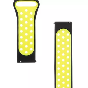 Tactical 20mm Double Silicone Watch Band, Black and Yellow, compatible with 20mm lug watches
