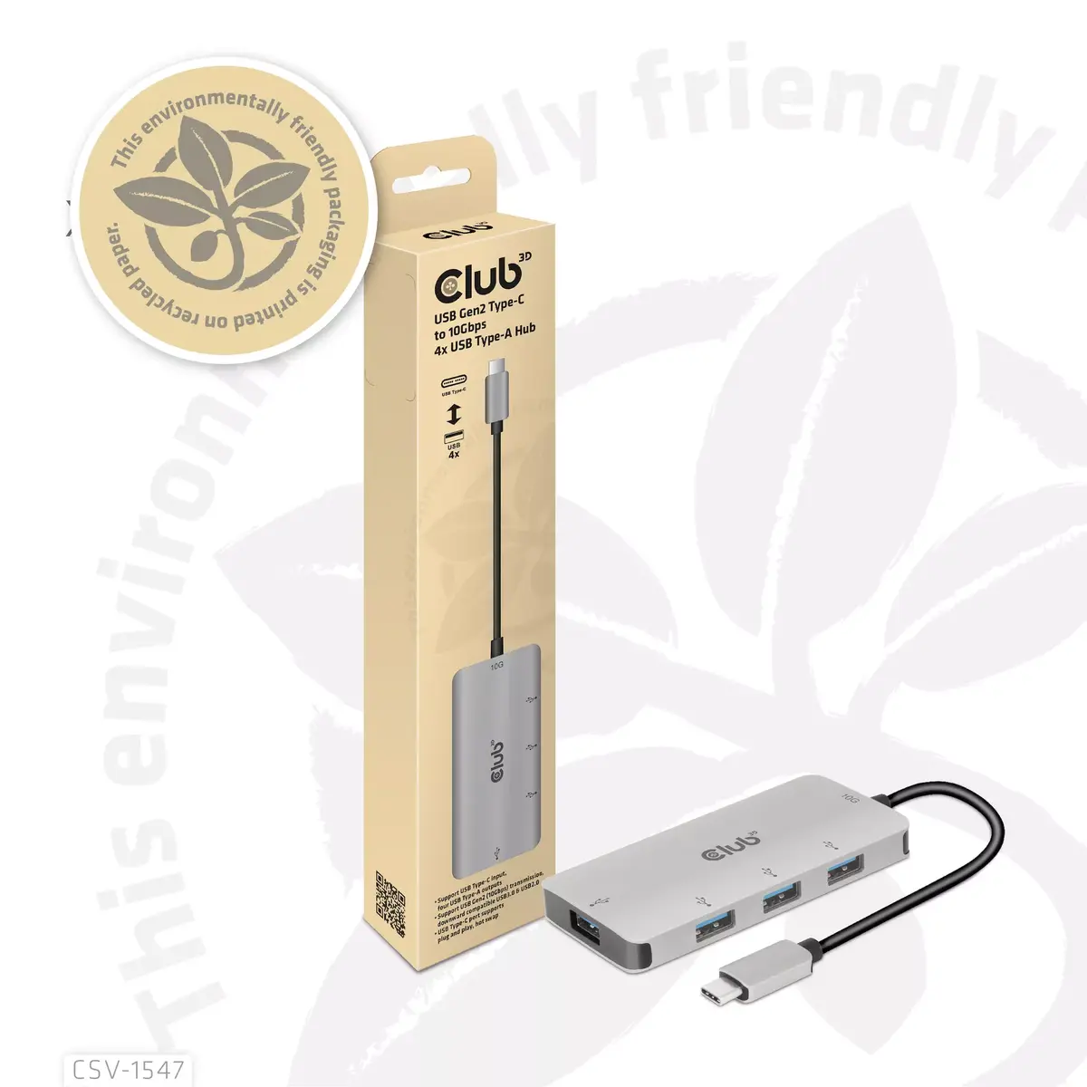 USB Хаб CLUB3D USB Gen2 Type-C на 10Гбит/с 4x USB Type-A Photo 11