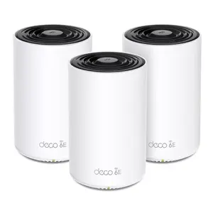 Router TP‑LINK AXE5400 Mesh Wi‑Fi 6E system — Tri‑Band 2.4/5/6 GHz, coverage up to 670 m², 3× LAN, 4 internal antennas