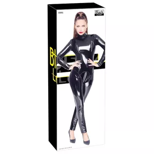 Black Level vinyl jumpsuit bodysuit L, long sleeves and legs, 2-way back zipper, padded breast zips