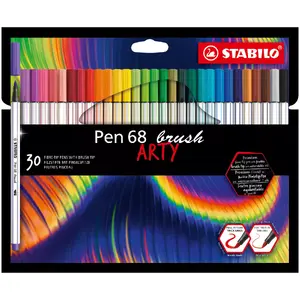 Flomāsteri Stabilo Pen 68 brush ARTY, otaņgalviņa, 30 dažādas krāsas