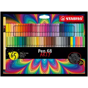 Flomāsteru komplekts Stabilo Pen 68 ARTY — Stabilo, 65 krāsas, apaļš uzgalis, kartona iepakojums