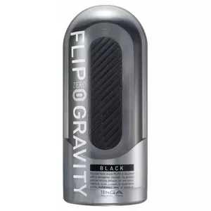 Masturbator TENGA Flip 0 (Zero) Gravity Silicone Black — textured flip-style male masturbator, 8×7×18 cm, 485 g