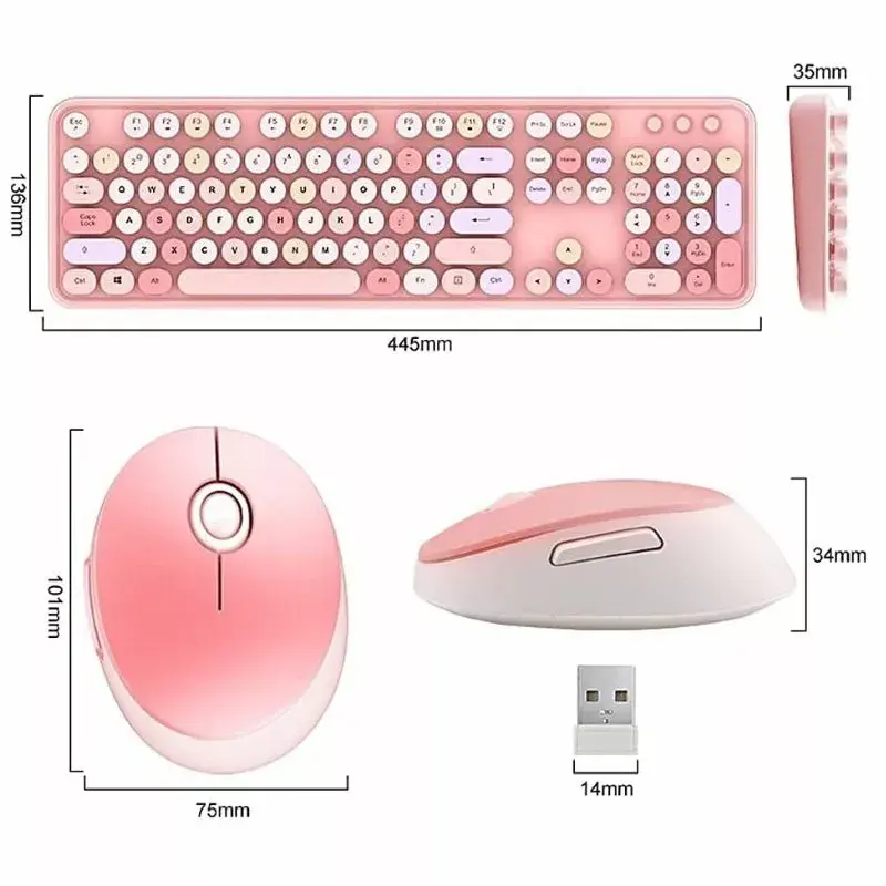 MOFII Sweet Wireless 2.4G Клавиатура и Мышь Розовые Photo 3