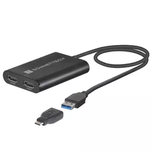 Sonnet USB3-DHDMI video kabeļu aksesuārs USB Type-A 2 x HDMI Melns