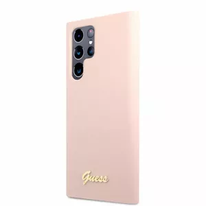 GUESS Silicone Metal Logo Case for Samsung Galaxy S22 Ultra, Pink