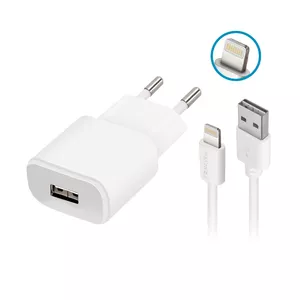 Charger forever TC-01 1x USB 1A with Lightning cable, white, 0.1 kg