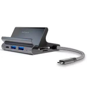 USB‑концентратор 4smarts 7in1 с USB 3.2 Gen 1 Type‑A + Type‑C, HDMI, RJ‑45, SD/MicroSD, 5В/0,9А, 100 Вт, серый