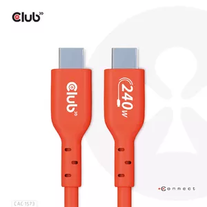 USB-C to USB-C Bi-Directional Cable CLUB3D CAC-1573, USB4 Gen 2x2, 2 m, Red, PD up to 240W