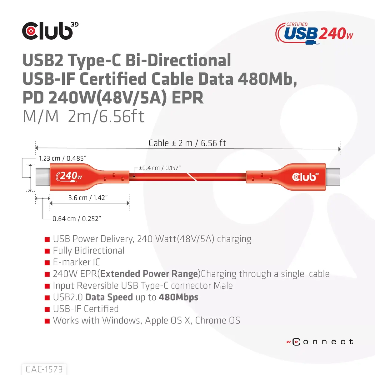 CLUB3D CAC-1573 USB-C двунаправленный кабель 2 м Photo 7