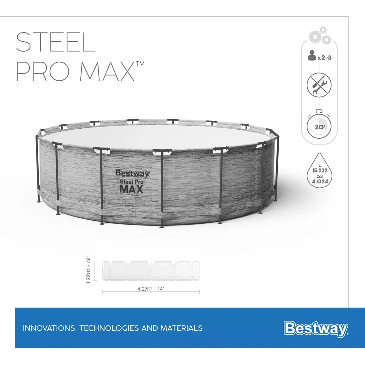 Bestway Steel Pro MAX apaļš rāmju baseins 3,96x1,22 m Photo 16