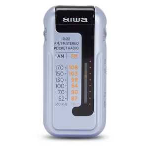 Portable Radio Aiwa R-22SL Analog AM FM Silver 3.5mm Headphone