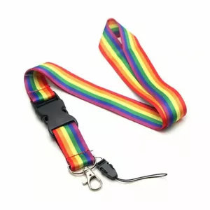 Lanyard PRIDE D-231730 with LGBT Flag design, fabric neck strap
