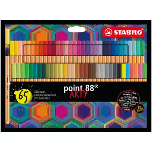 Stabilo Point 88 ARTY finelaineru komplekts — 65 daudzkrāsu pildspalvu, sešstūra korpuss