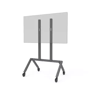Multimedia cart Heckler Design H714-BG — Black steel stand, supports 1 display up to 75", 136.1 kg capacity, H 1735×W 1118×D 869 mm