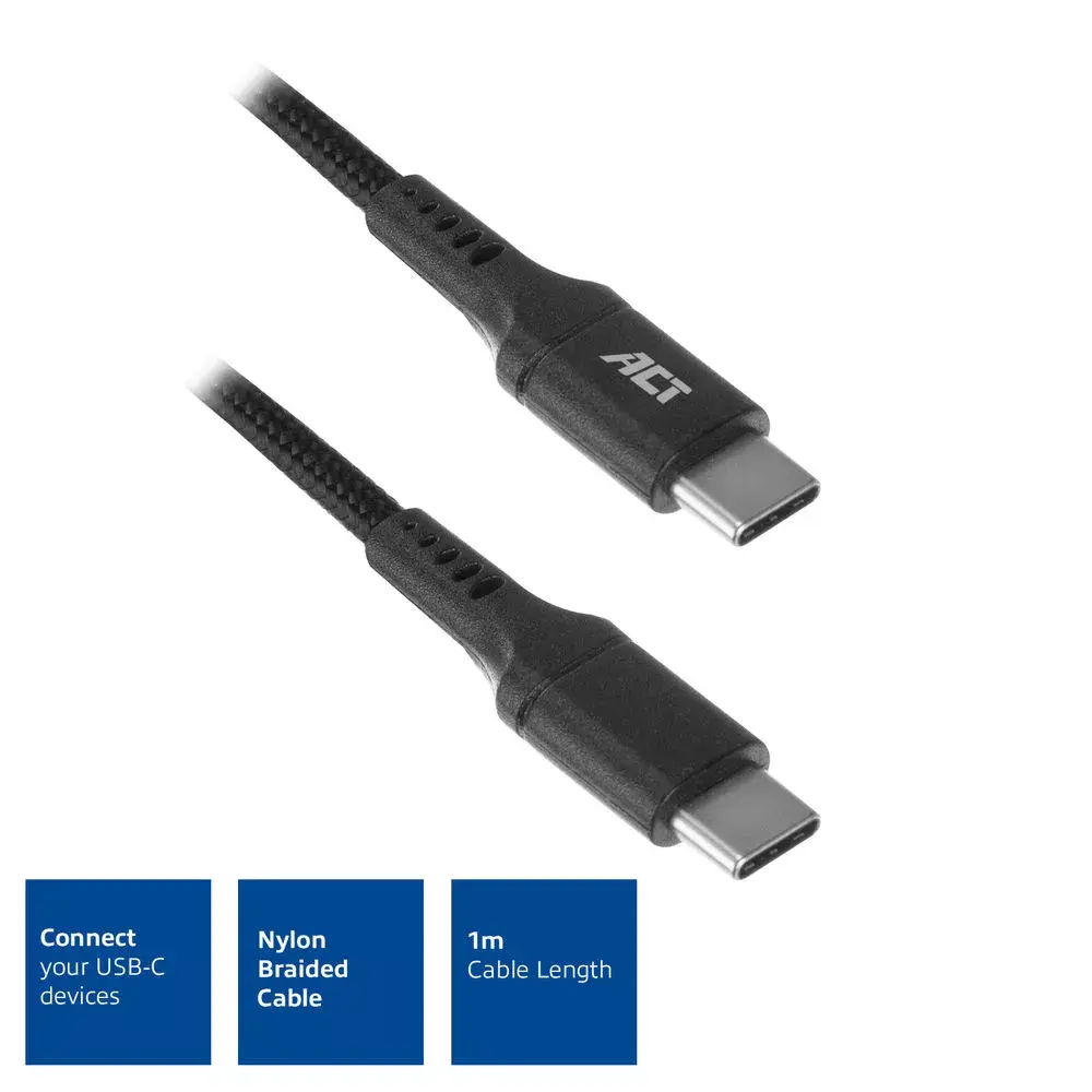 ACT USB 2.0 uzlādes/datu kabelis C male - C male Photo 2
