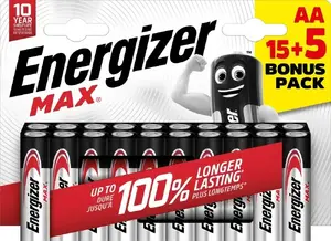 Щелочная батарейка AA Energizer Max E303329900 1.5В — упаковка 20 шт.