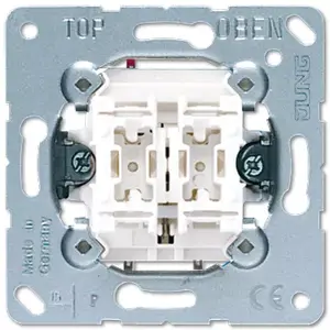 Pushbutton switch JUNG 535 U, 1-pole (1P), 250 V AC, 10 A, wired, metallic white