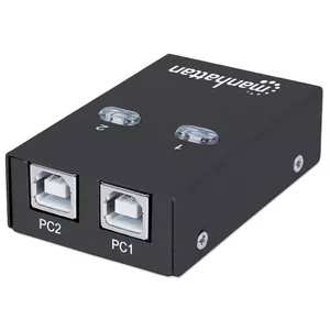 USB переключатель MANHATTAN 162005, USB 2.0 Type-B, 2 порта, 480 Мбит/с, кабель 1,5 м, белый
