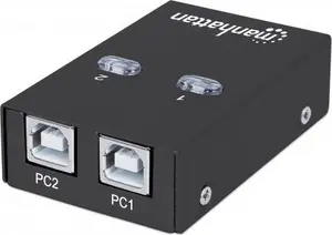 USB sharing switch MANHATTAN 162005, USB 2.0 Type-B, 2 ports, 480 Mbps, 1.5 m cable, white