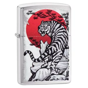 Windproof refillable lighter Zippo 29889 with Asian Tiger design, metal case