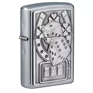 Lighter Zippo 49294 Lucky 7 Emblem Design — refillable windproof metal lighter, classic Zippo case