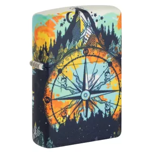 Lighter Zippo 49805 Compass Design — Windproof refillable metal lighter with compass motif