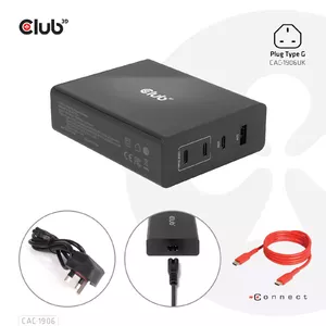 Travel Charger CLUB3D CAC-1906 132W GAN 4 Ports USB Type-A C PD 3.0