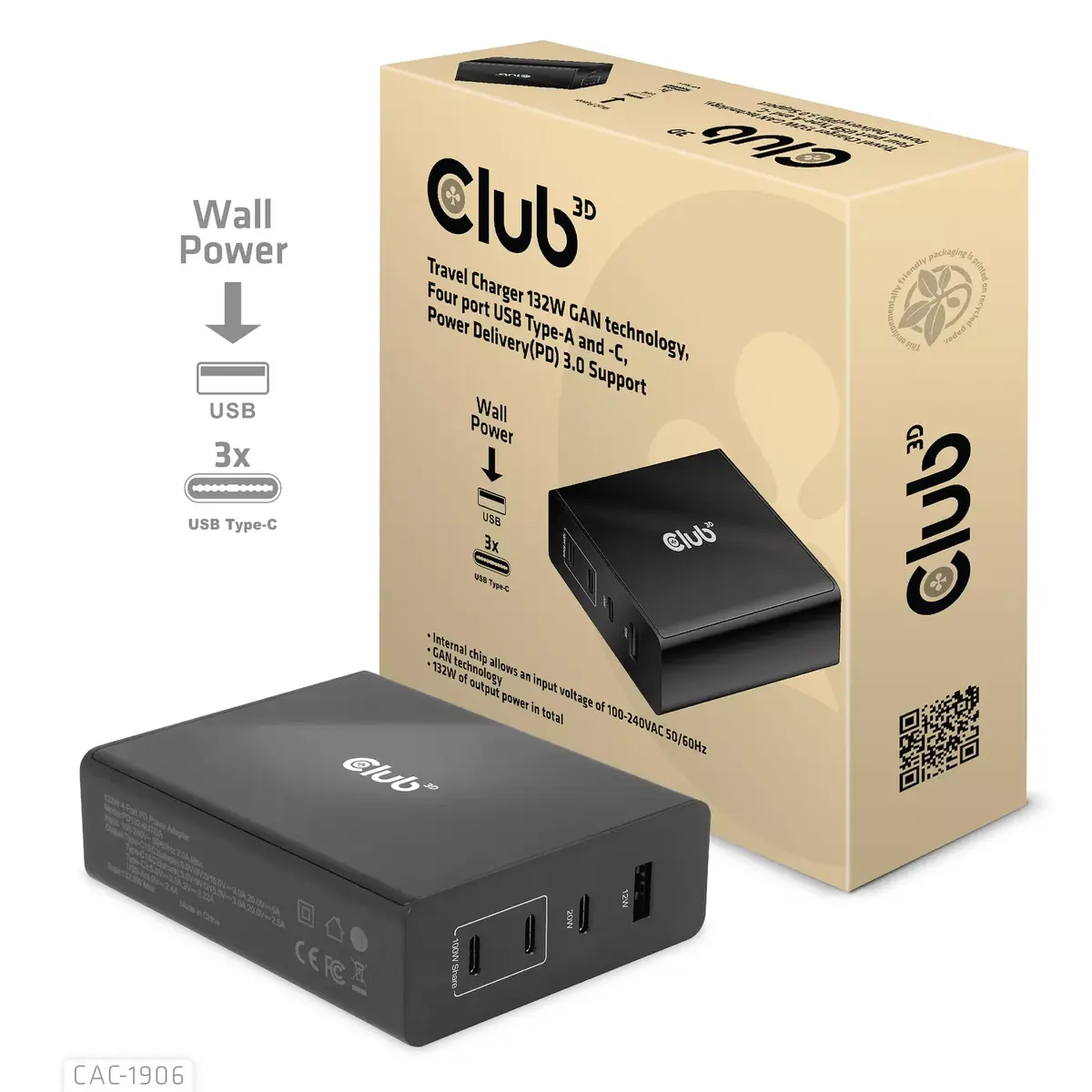Путешествующее зарядное устройство CLUB3D CAC-1906 Photo 4