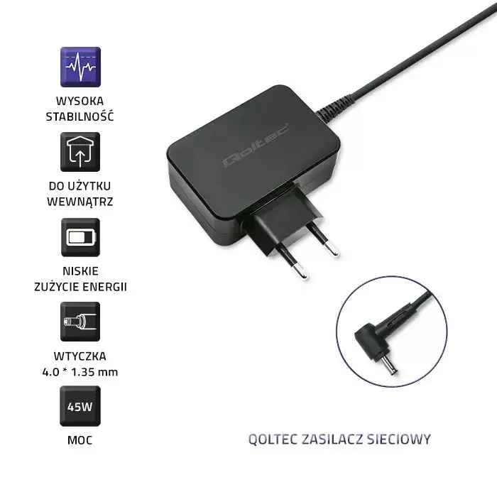 Barošanas adapters QOLTEC 45W 19V Photo 5