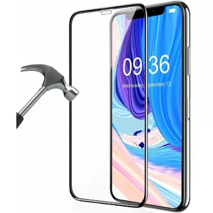 Tempered glass screen protector with frame for Apple iPhone X/XS/11 Pro, 9D full coverage, black