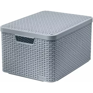 Storage box with lid Curver Style L 43.6×32.6×23 cm light grey