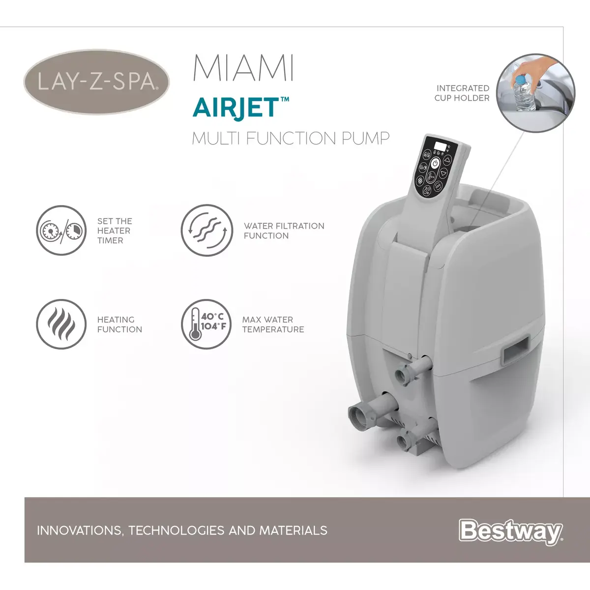 Надувная ванна Bestway Lay-Z-Spa 71" x 26" Miami AirJet Photo 33