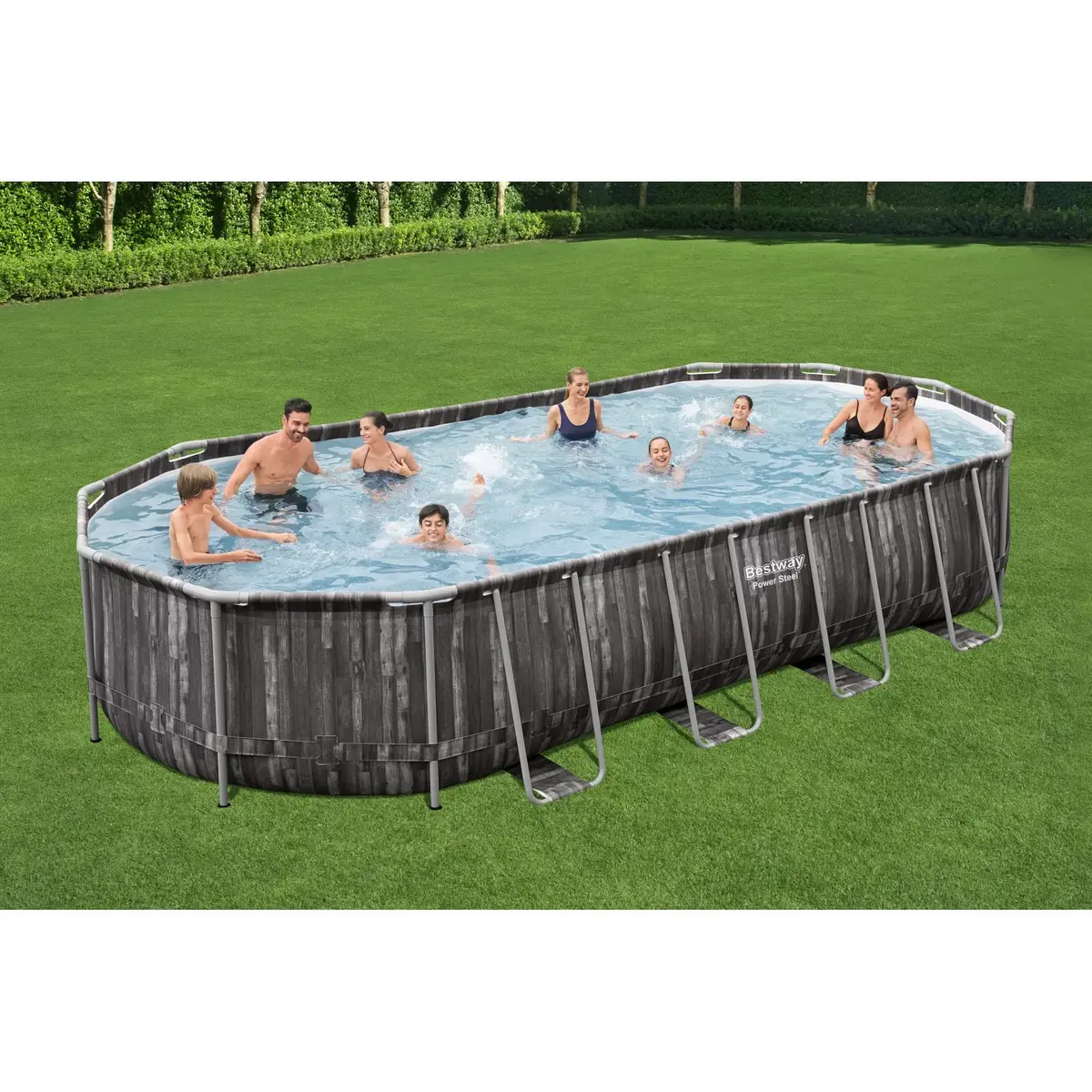 Framed Oval Pool Bestway Power Steel 24' x 12' x 48" Photo 6