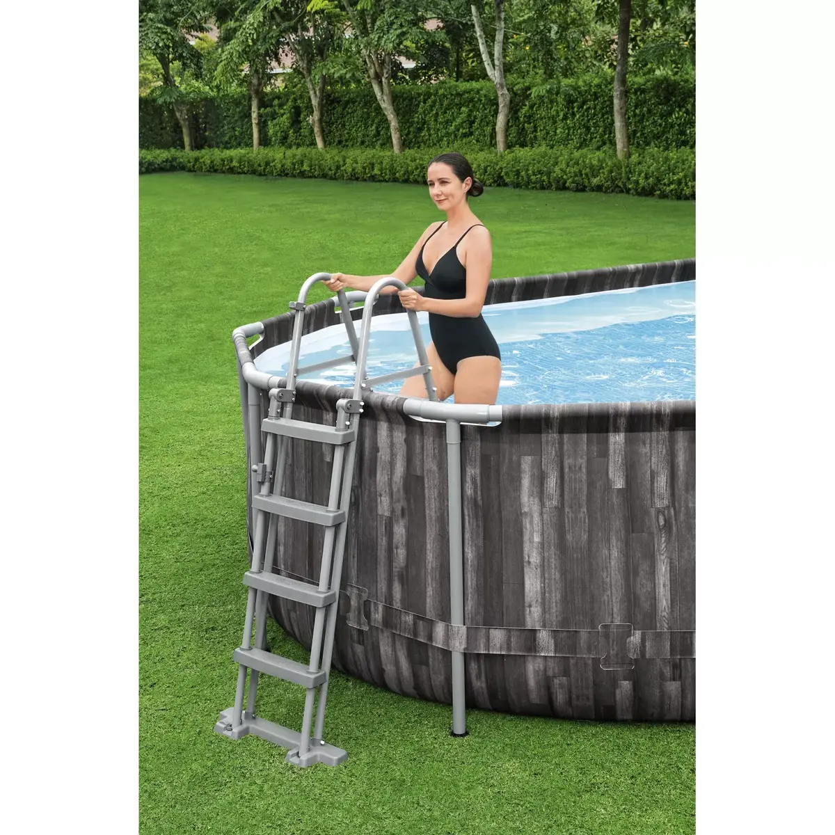 Framed Oval Pool Bestway Power Steel 24' x 12' x 48" Photo 9