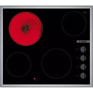 Bosch Serie 2 PKE645CA2E hob Black, Stainless steel Built-in 60 cm Ceramic 4 zone(s)