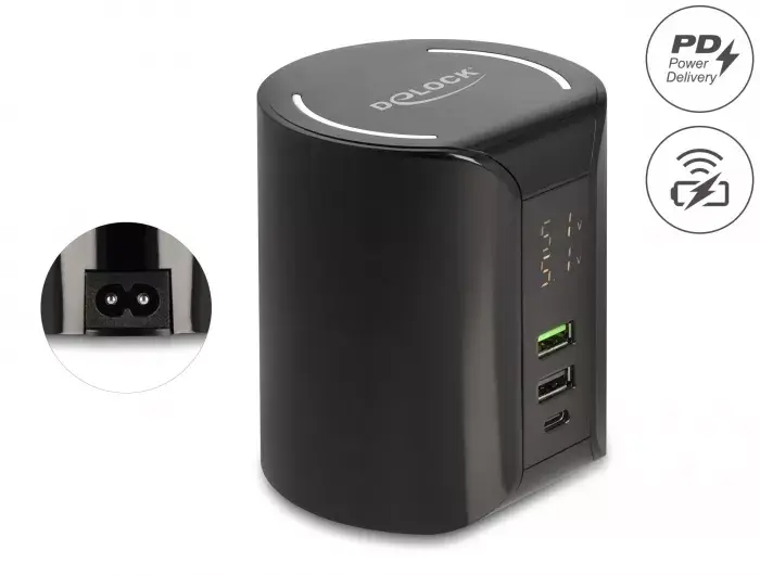 DeLOCK USB un bezvadu lādētājs 1 x USB Type-C PD + 2 x USB Type-A Photo 2