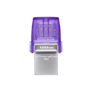Kingston Technology DataTraveler microDuo 3C USB флеш накопитель 128 GB USB Type-A / USB Type-C 3.2 Gen 1 (3.1 Gen 1) Нержавеющая сталь, Пурпурный
