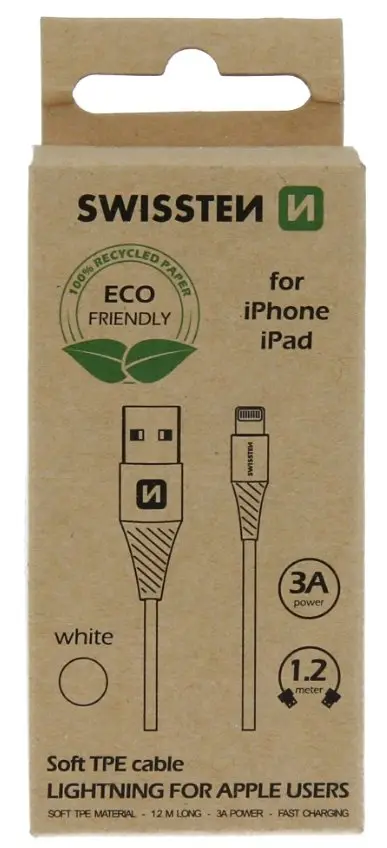 Uzlādes kabelis SWISSTEN 71502301ECO Lightning 3A