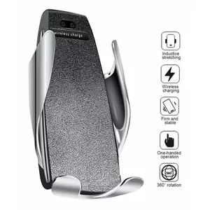 Car phone holder RoGer S5 with 10W wireless charging for smartphones, dashboard/windshield mount, black