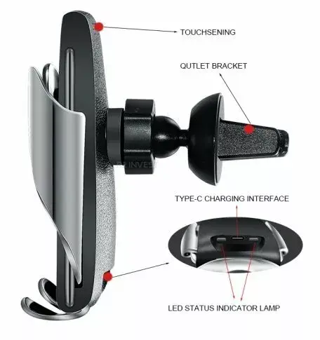Car phone holder RoGer S5 with 10W wireless charging Photo 4