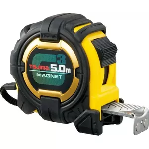 Измерительная рулетка Tajima G-Lock G3M750MWD, 5 м x 27 мм, стальная лента с нейлоновым покрытием, магнитный зацеп и корпус из ABS-пластика
