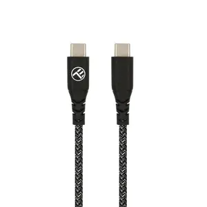 Кабель данных USB Type-C—Type-C Tellur TLL155471, 1 м, 3 A, PD 60 W, нейлоновая оплётка, чёрный