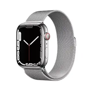 Viedpulkstenis Apple Watch Series 7 45 mm nerūsējošais tērauds sudraba OLED skārienekrāns 32 GB 4G Wi‑Fi GPS