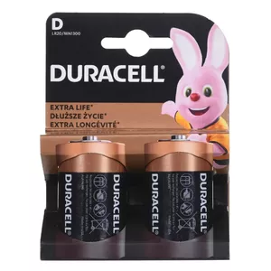 Battery Duracell Basic D (R20) — pack of 2, primary zinc-carbon cells